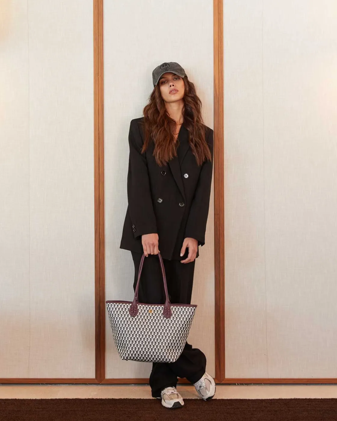 Bolsos Shopper^Lonbali Bolso Born Midi B&W Wine